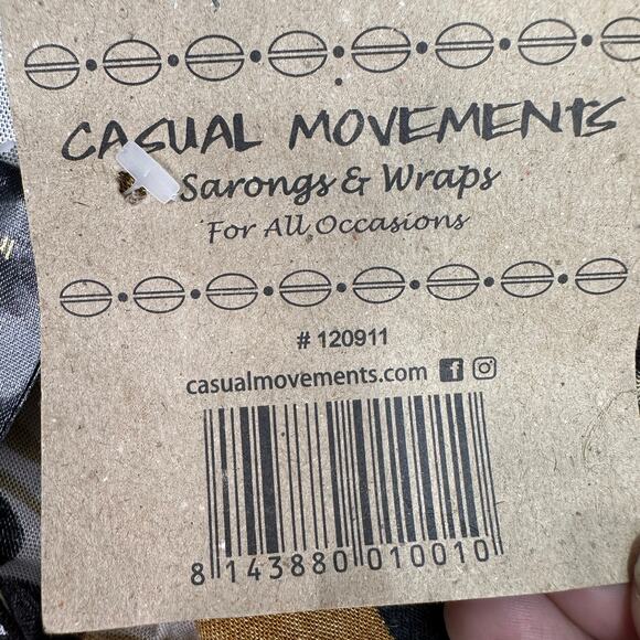 Casual Movements 4 Way Multiwear Scarf Wrap OS Brown Black Tropical Coastal Boho - Picture 9 of 11